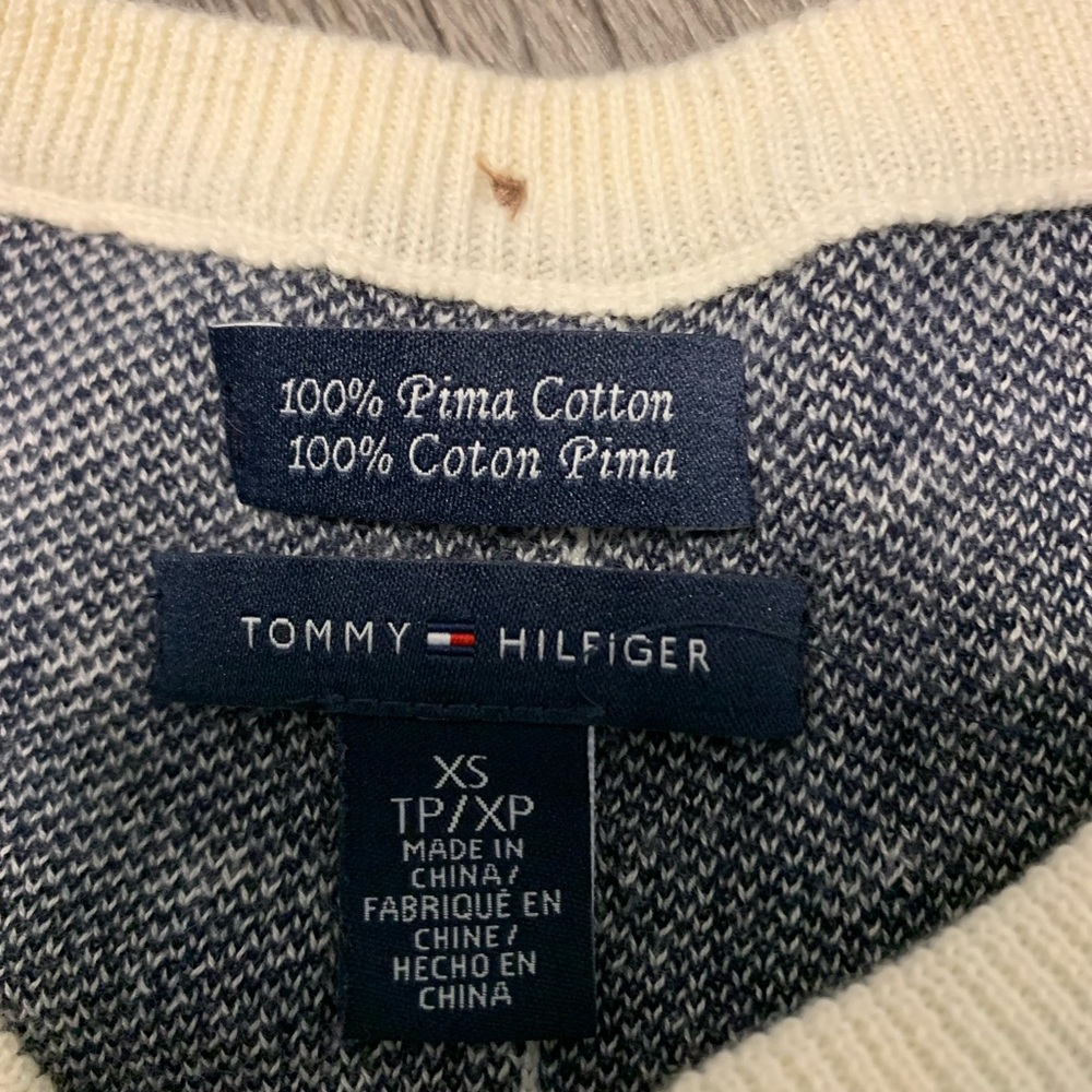 Tommy Hilfiger Blue & Cream Cotton Sweater-Sz XS. EUC! - Picture 3 of 14